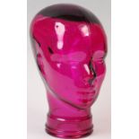20TH CENTURY ART DECO STYLE PINK GLASS SHOP DISPLAY HEAD