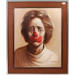 KEITH ENGLISH - SAD CLOWN - ORIGINAL OIL ON CANVAS PAINTING