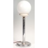 ORIGINAL ART DECO CHROME LAMP WITH OPALINE GLASS SHADE