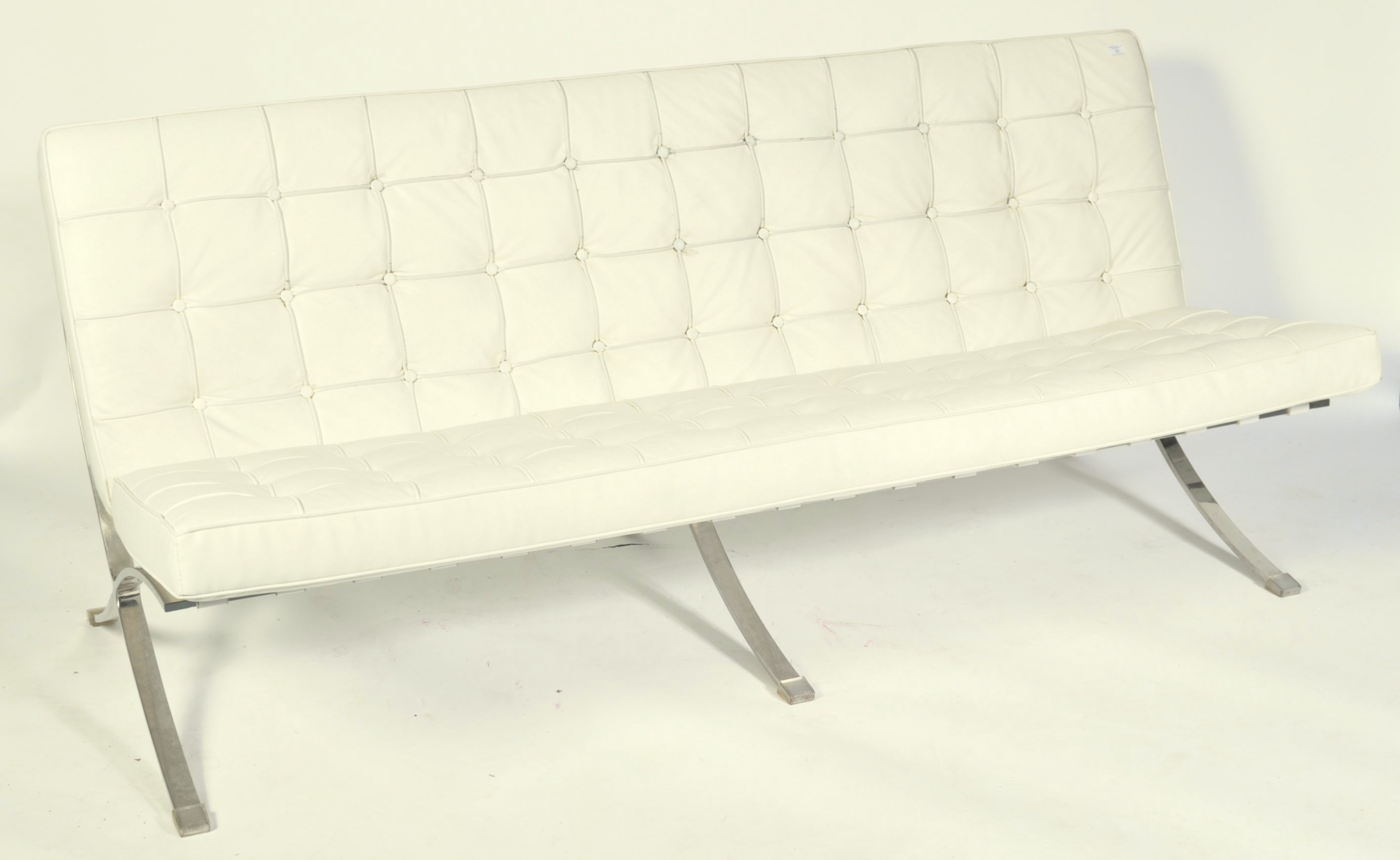 AFTER MIES VAN DER ROHE BARCELONA TYPE SOFA SETTEE - Image 4 of 6