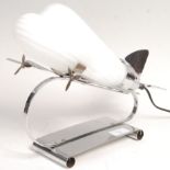 ART DECO STYLE CHROME AND GLASS AEROPLANE LAMP