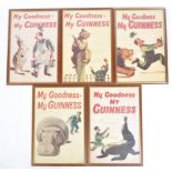 SET OF FIVE GILROY GUINNESS ADVERTISING POSTER PRINTS