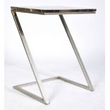 Z FRAME MARBLE AND CHROME COFFEE TABLE AFTER MILO BAUGHMAN