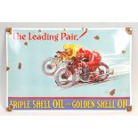 SHELL OIL MOTORCYCLE ENAMEL ADVERTISING SIGN