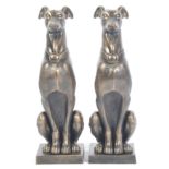 PAIR OF CAST IRON EXTERIOR GREYHOUND STATUES