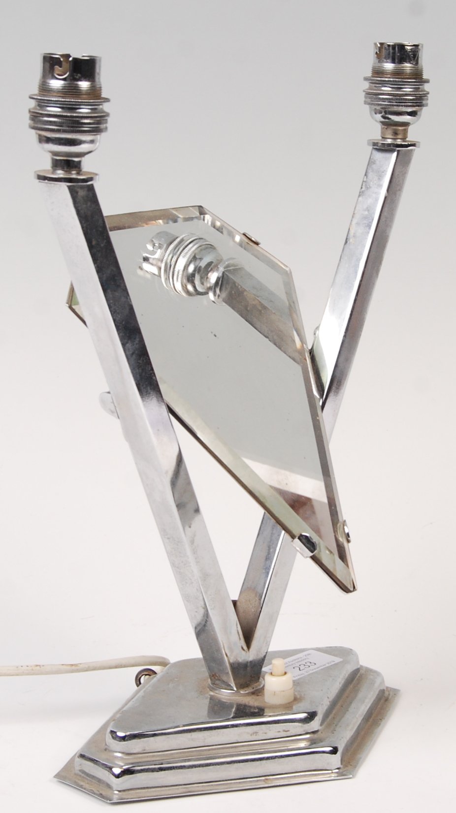 ART DECO TWIN ARM LAMP WITH DIAMOND MIRROR PANEL - Image 4 of 6