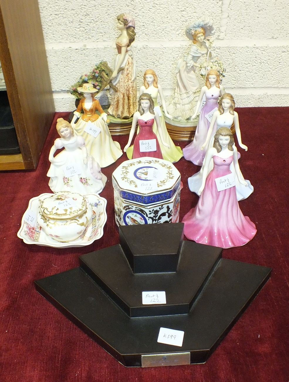 Five Royal Doulton figurines from the Gemstones Collection, another figure Autumn Stroll HN4588,