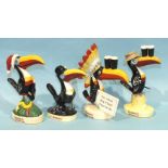 A set of four Royal Doulton limited edition Guinness figures, including 'Seaside Toucan' 281/