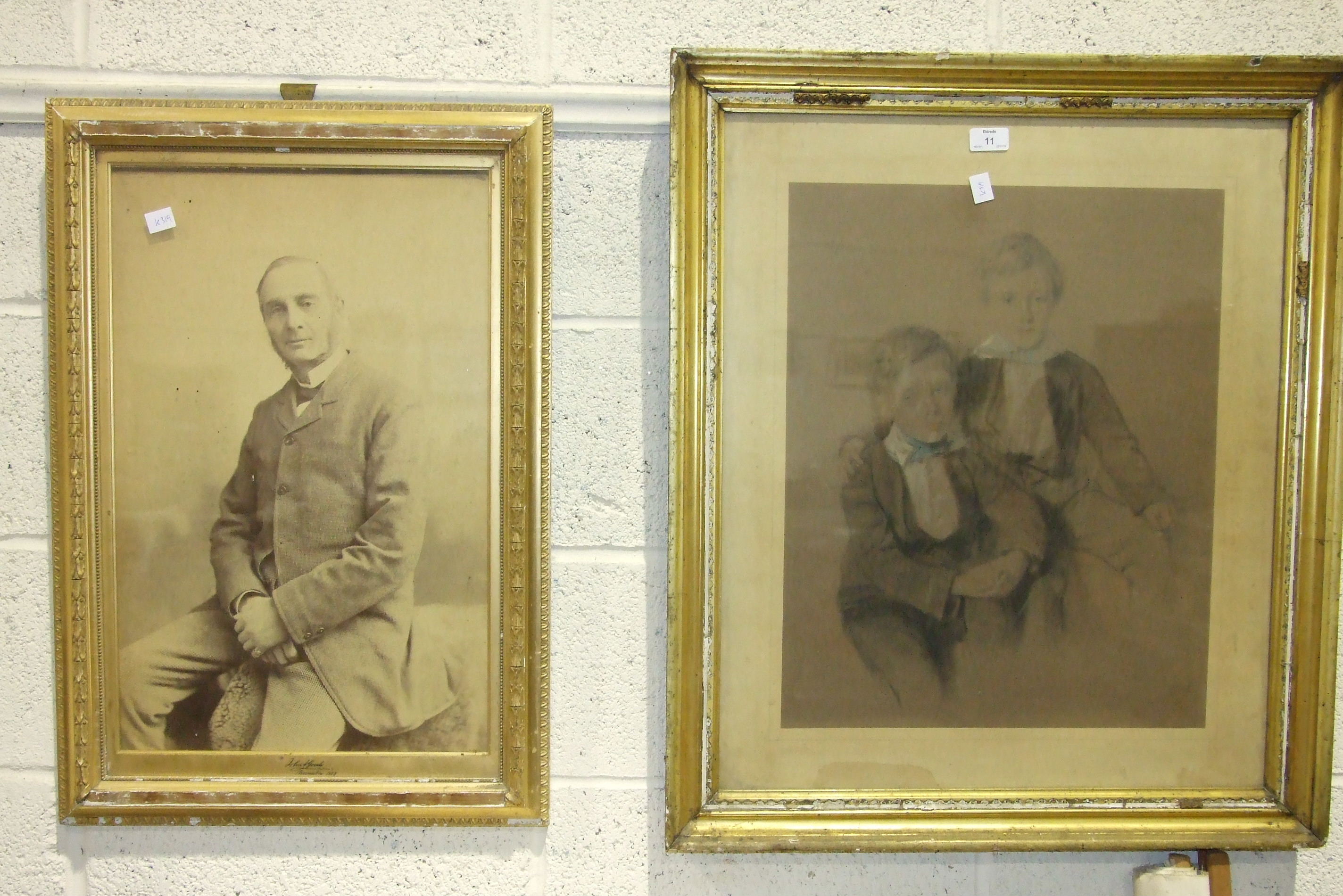 Late-19th century English School, a crayon study of two young boys wearing blue cravats, 52 x