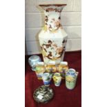 A large Masons 'Brown Velvet' pattern vase, 44cm high, five Noritake small vases, a modern