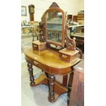 A Late-Victorian mahogany duchess-style dressing table, 85cm wide, a dressing glass, a mahogany-