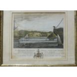 Two coloured engravings, eng. J C Stadler, 'Moditonham House in the County of Cornwall' and 'View of