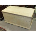 A stripped pine tool box, 92cm wide.