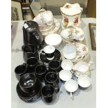 Five Susie Cooper coffee cups and saucers and other ceramics.