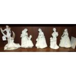 Four Royal Worcester figures: 'Mothering Sunday', 'The Christening', 'The Wedding Day', 'A Present