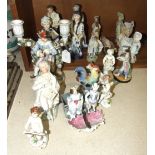 A large collection of mainly late-19th century Continental figures, fairings, animals, etc, (