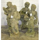 A set of four cast concrete figures representing the four seasons, 79cm high, (4).