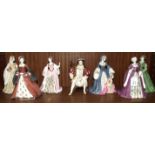 Wedgwood, a set of seven limited edition figurines, Henry VIII (with wooden plinth) and his six