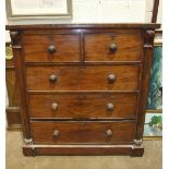 A 19th century mahogany straight-front chest of two short and three long cock-beaded drawers