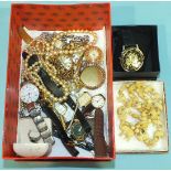 A quantity of watches and costume jewellery.