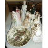 Four Coalport figurines: 'Diana, Princess of Wales', 'Sarah', 'Helena Riding in Hyde Park' and '