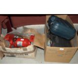 A Taskmaster 8" bench grinder, a Black & Decker KG75 angle grinder, a Parkside model making and