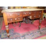 A late-19th century mahogany writing table, the rectangular top above a central frieze drawer