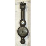 A mahogany banjo barometer by P Cattaneo & Co, London, with silvered dials, dry/damp, thermometer