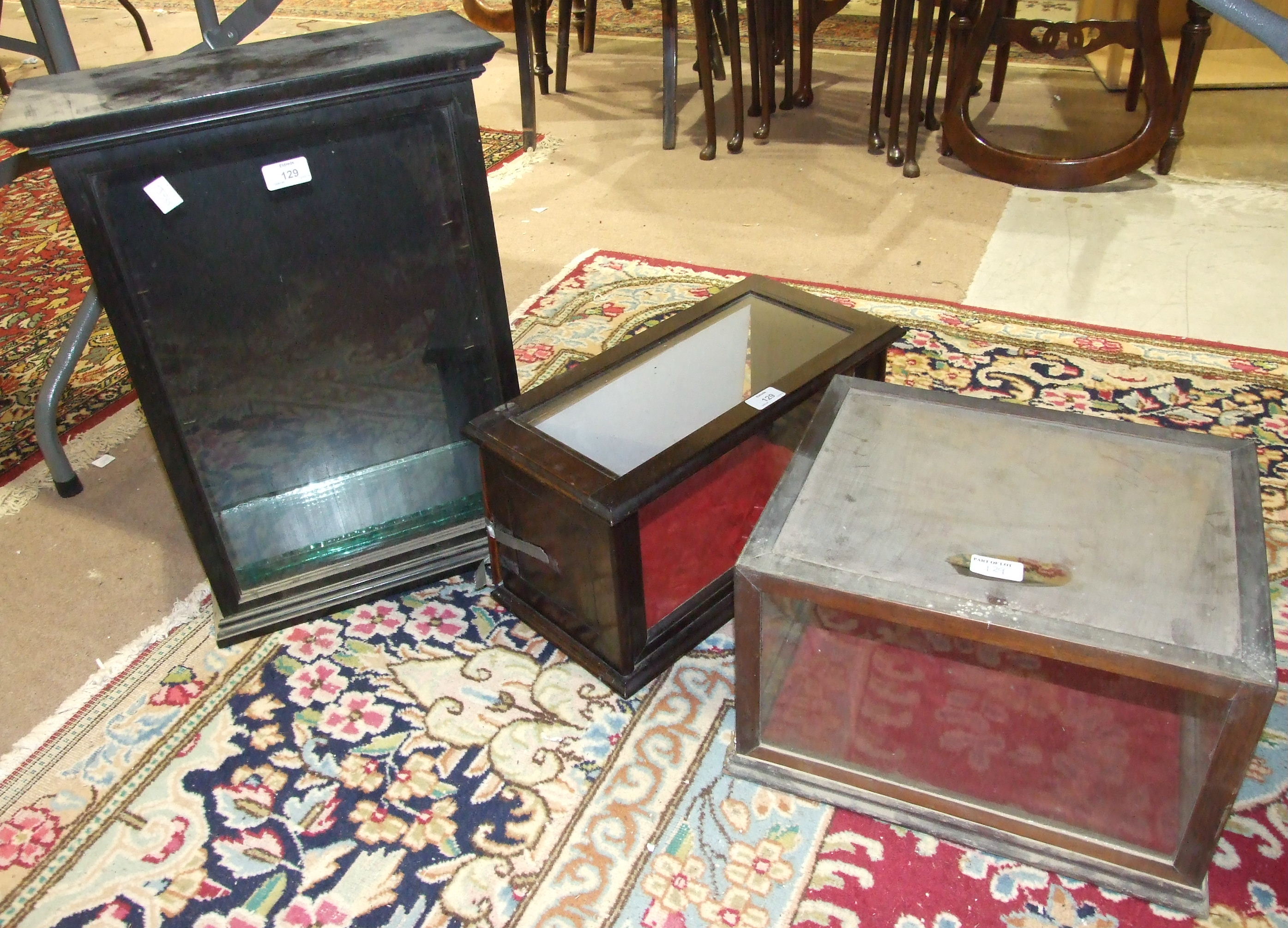 A late-19th century small ebonised display cabinet, 40cm wide, 54cm high, a mahogany rectangular - Image 2 of 2