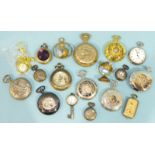 A quantity of modern ornamental pocket watches, (a/f), (18).