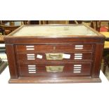 A brass-bound mahogany cutlery canteen converted as a collector's chest, labelled Jas Ramsey,