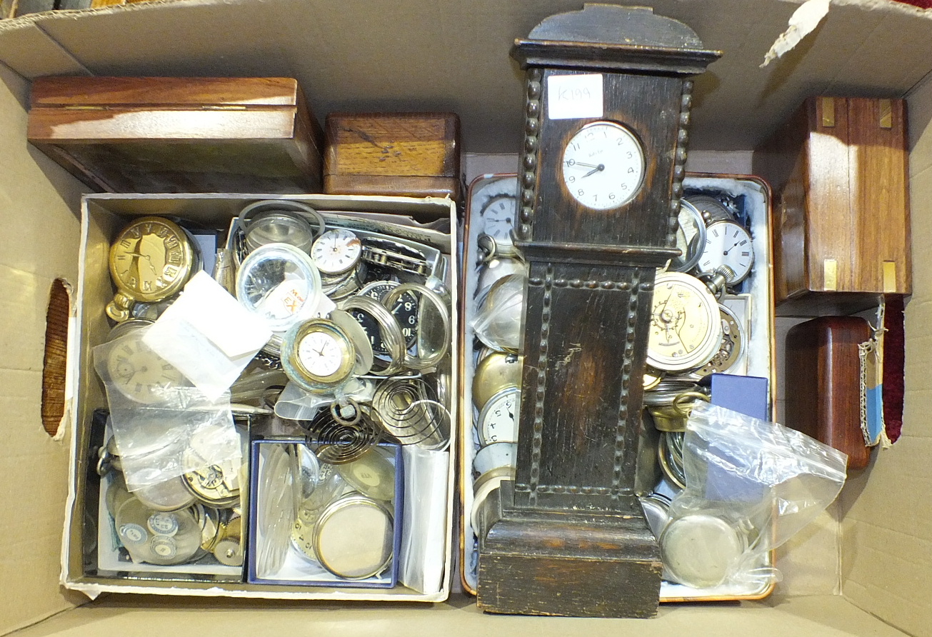 A large quantity of pocket watch movements, metal cases, and other pocket watch parts. - Image 2 of 2