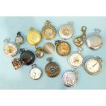A quantity of modern ornamental pocket watches, (a/f), (15).