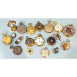 A quantity of modern ornamental pocket watches, (a/f), (18).