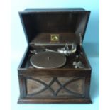 An HMV table-top gramophone, model 104.
