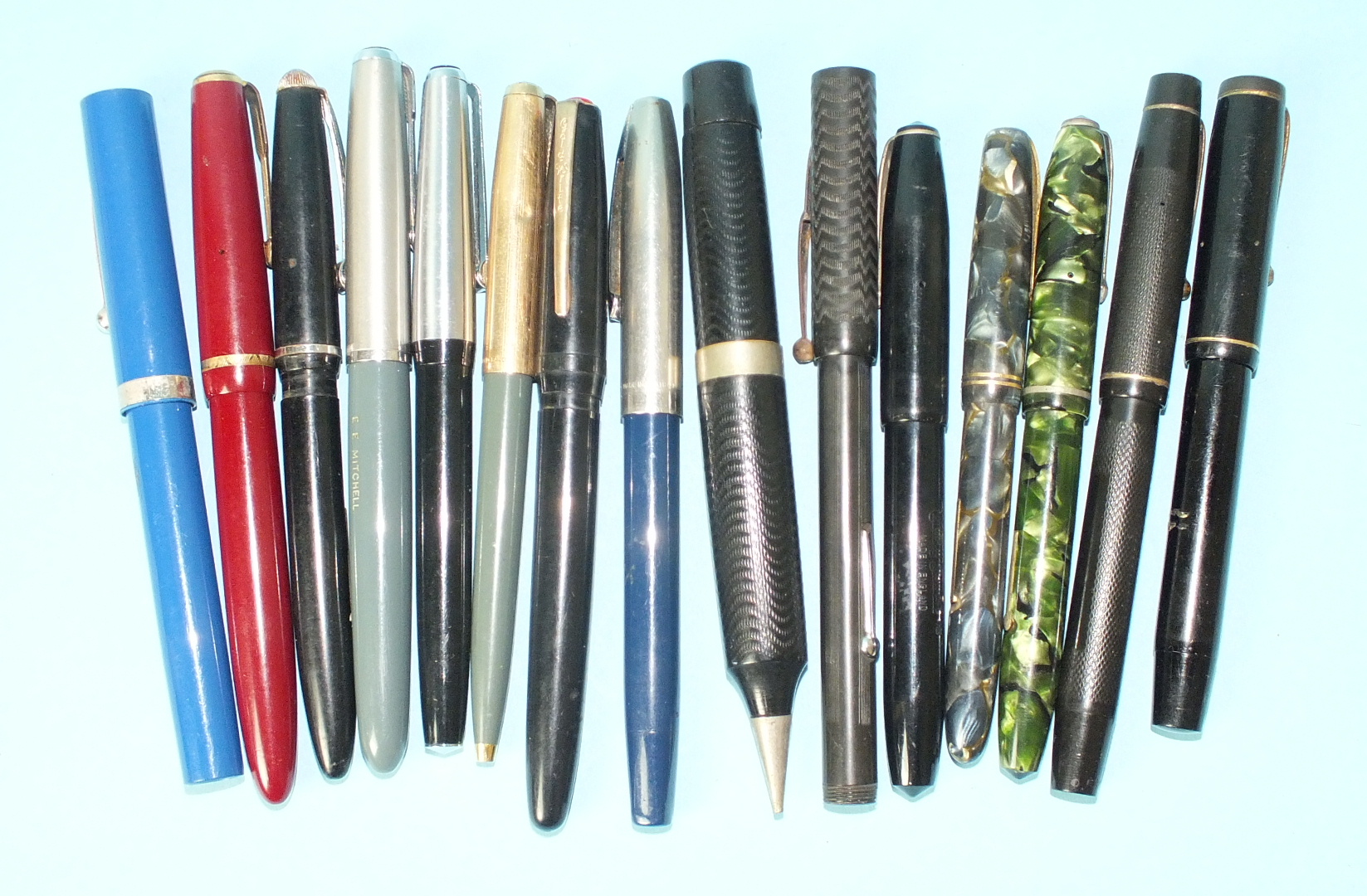 Fifteen pens, including Conway Stewart, (15, 75), Burnham no.54, Onoto the Pen, Platignum and