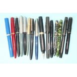 Fifteen pens, including Conway Stewart, (15, 75), Burnham no.54, Onoto the Pen, Platignum and