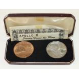 Memorial Coins & Medallions Ltd, "Apollo 8, Journey Round The Moon", a limited edition cased pair of