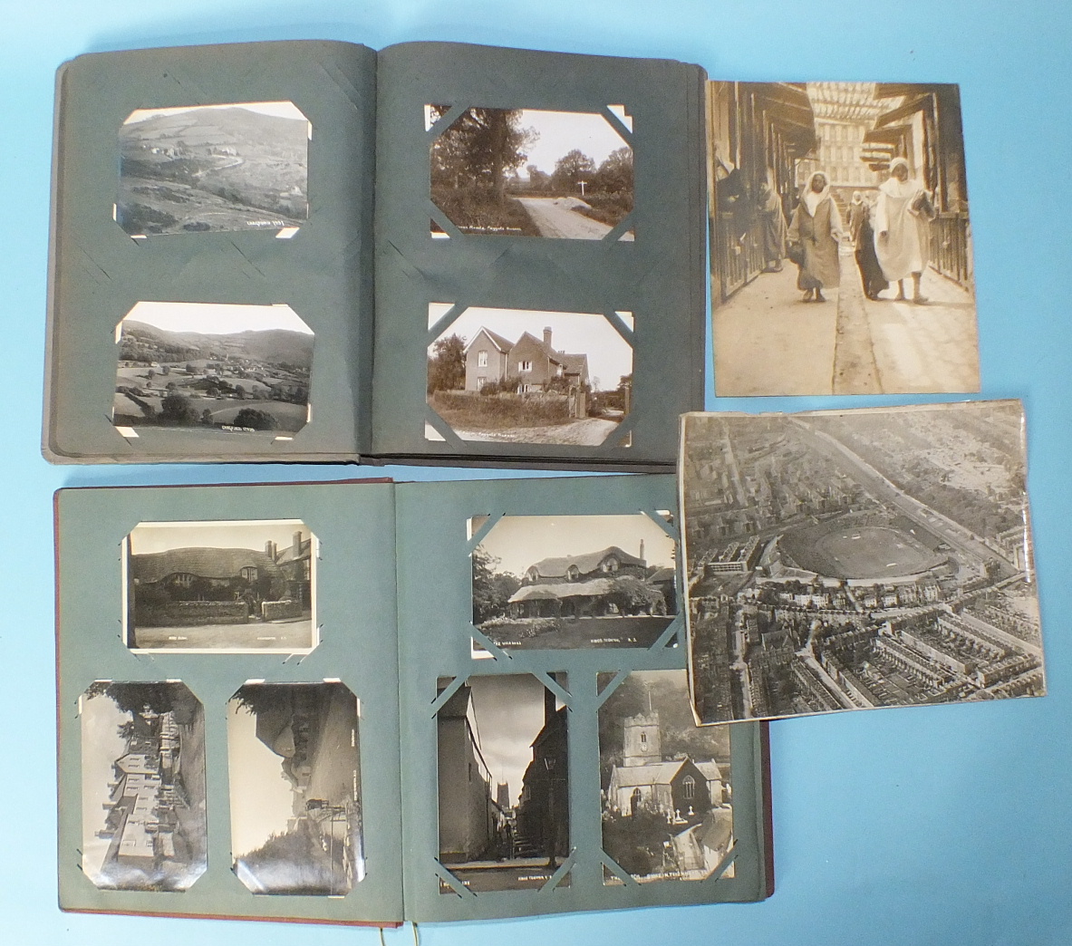 Approximately 150 postcards in two albums, UK topographical, including RPs.