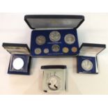 A Franklin Mint cased 1976 British Virgin Islands proof set, a 1976 Coinage of Barbados eight-coin