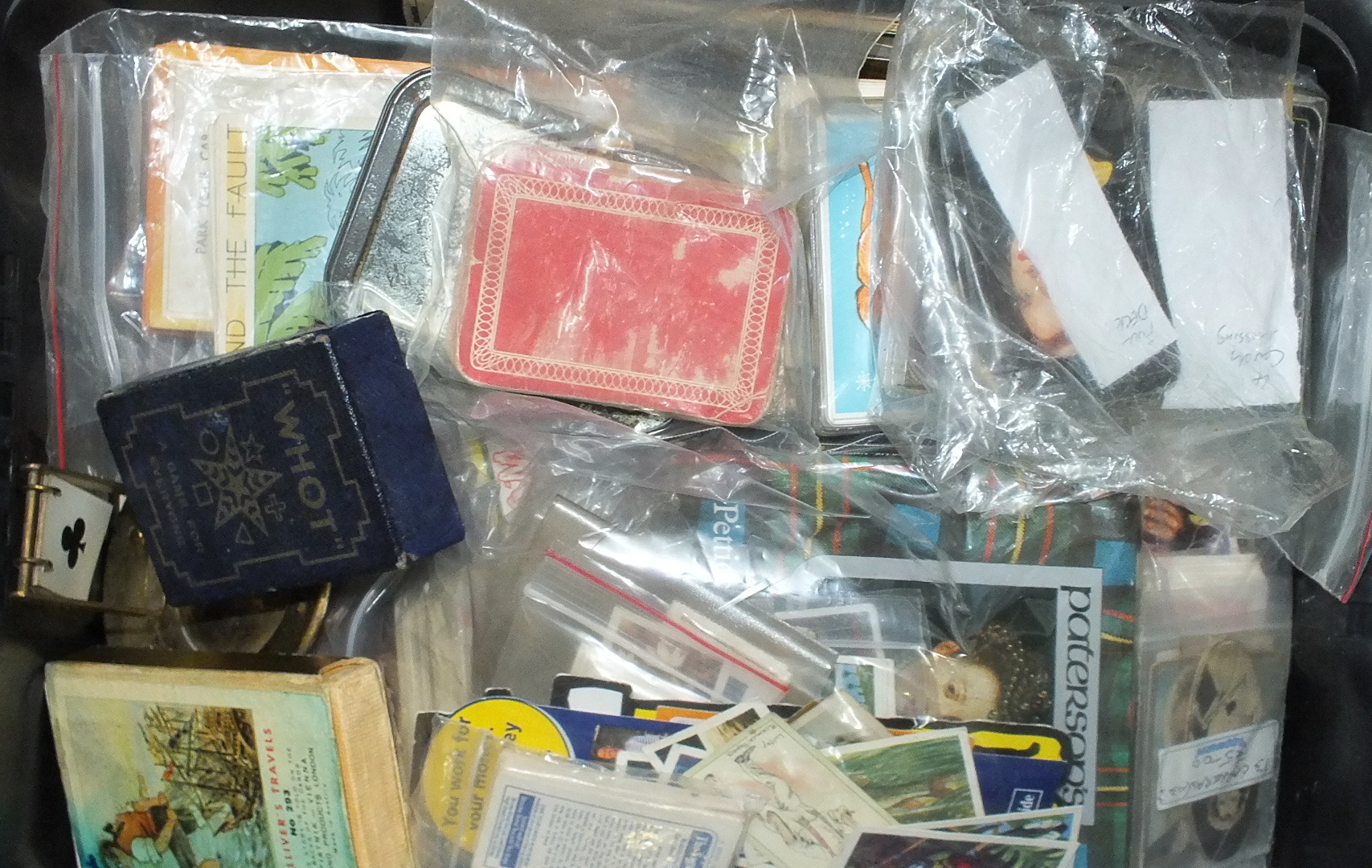 A quantity of ephemera, including playing cards, cigarette and tea cards, theatre programmes, Rock-