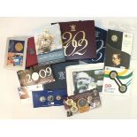 Four Royal Mint United Kingdom proof collections: 1996, 2002, 2006/7, a 2013 George and the Dragon