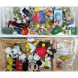 A quantity of miscellaneous toys, including 15 Snoopy figures, two Mickey Mouse soft toys, Disney,