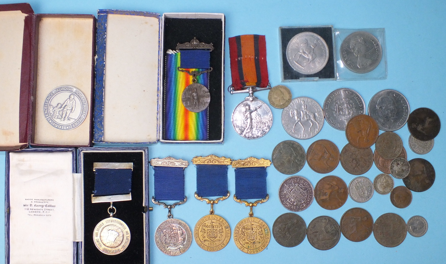 A Queens South Africa Medal to 5939 Corpl W Drinkwater W York Regt, (a/f), a Salon Culinaire