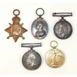 A WWI group of four medals awarded to 1108 Gnr H J Lee RA: Victory and British War Medals and 1914-