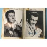 An album of 66 postcards of actors, actresses and entertainers, some signed, many with facsimile