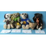 Steiff for Danbury Mint, 'The Four Seasons' teddies: Hamish, Dylan, Sunny and Scrumpy, each with its