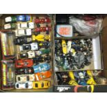 Scalextric, a large quantity of cars (two boxed), car parts, hand throttles, etc, (23 cars).