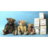Three Deans Rag Book Co. for Past Times teddies, 36cm, 28cm and 22cm and five 'Cherished Teddies'