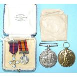 A WWI pair awarded to 6711 Pte F W Crimer York R: British War and Victory Medals with miniatures